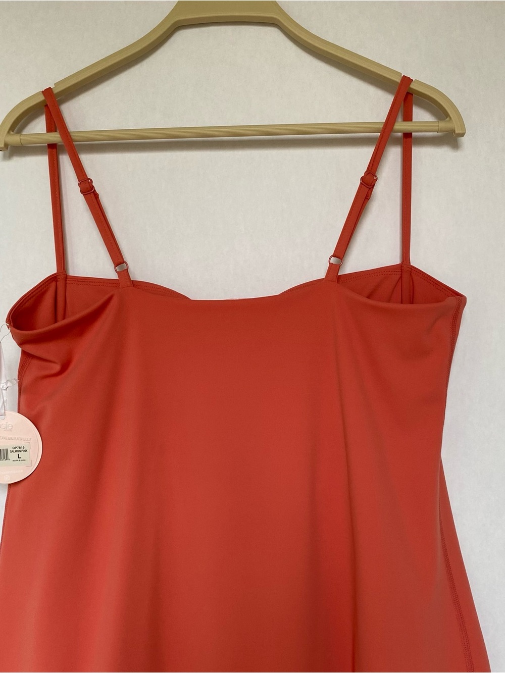 Posie Active Salmon Pink Tennis Dress Built-In Shorts Travel Resort Pickleball L - Picture 8 of 15